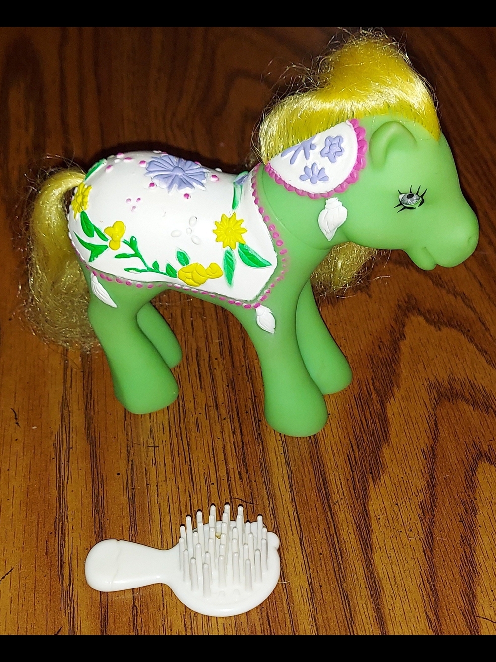 Vintage Green Circus Pony Toy with Yellow Mane - Kids Toy